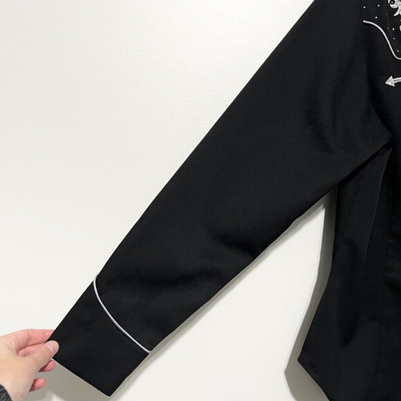 Roper Womens Pearl Snap Shirt Sz L Black Western Rodeo Ranch Embroidered Country - Picture 4 of 9